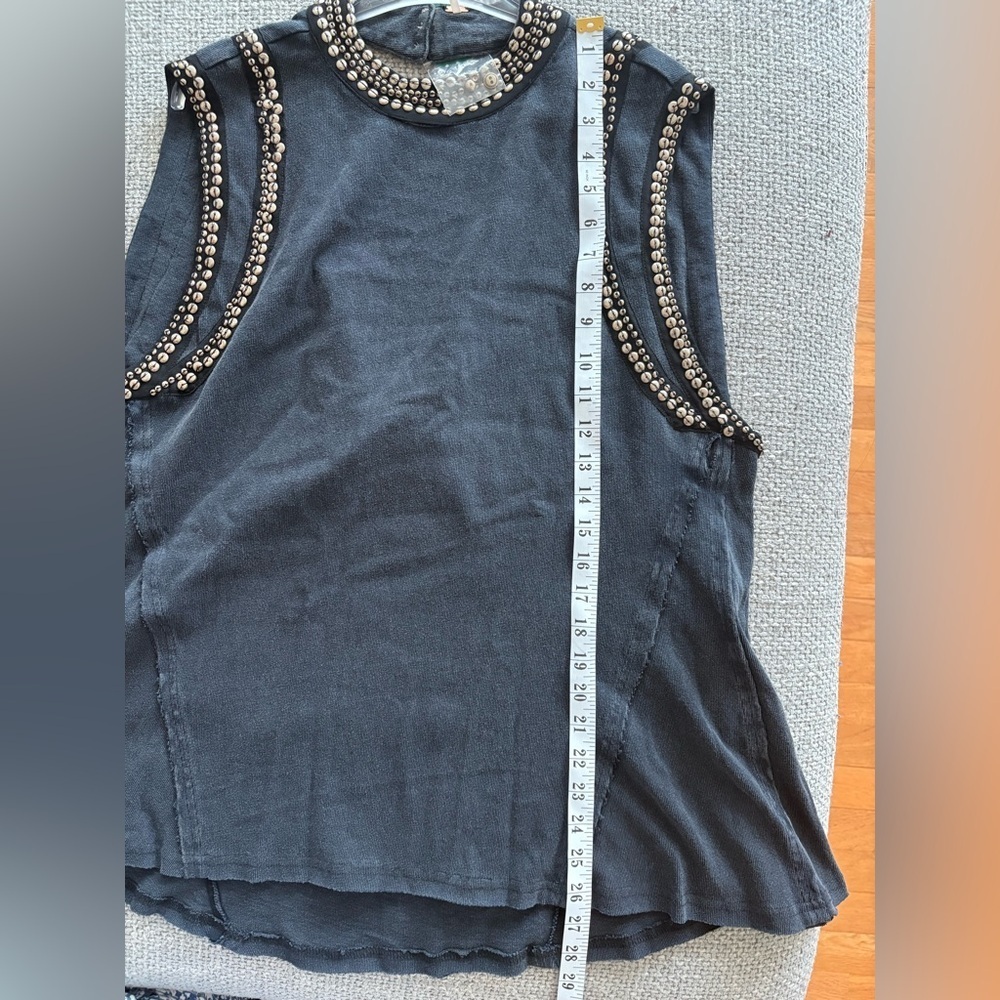 Free People Studded Muscle Tank – Washed Black – Size Medium - Picture 11 of 16
